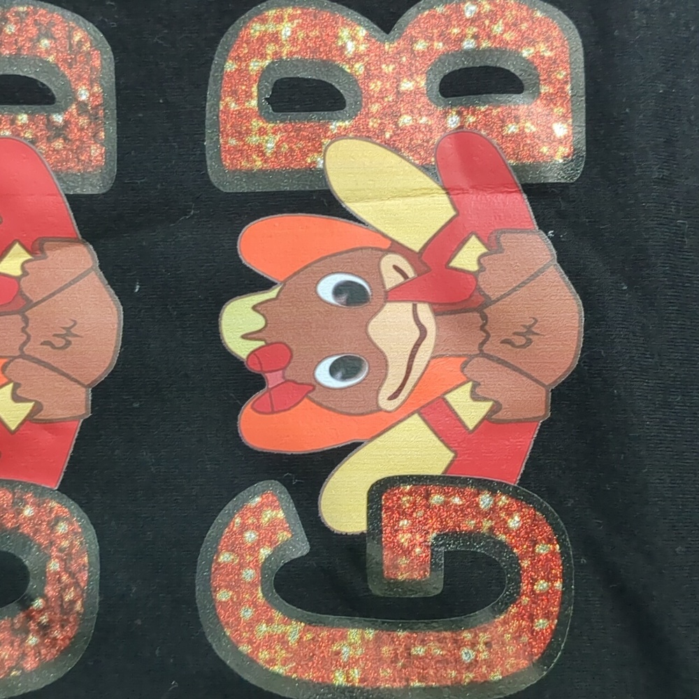 Thanksgiving Black Gobble Gobble Turkey Sweatshirt Sz S View 5